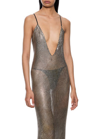 1920s Silver Strappy Egyptian Gown