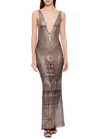 1920's Egyptian Gown with Feather Trimmed Cape