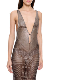 1920's Egyptian Gown with Feather Trimmed Cape
