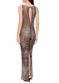 1920's Egyptian Gown with Feather Trimmed Cape