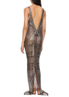 1920s Silver Geometric Chevron Egyptian Gown