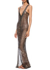 1920s Egyptian Geometric Gown with Feather Cape