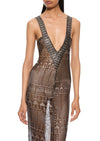 1920s Egyptian Geometric Gown with Feather Cape
