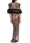 1920s Egyptian Geometric Gown with Feather Cape