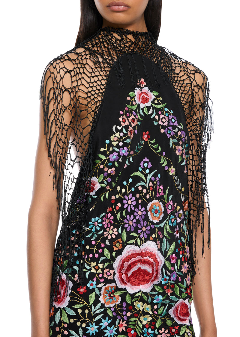 Fioretta Demi Couture Piano Shawl Halter Mini Dress