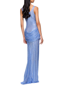 Crystal Ruched Gown - Blue