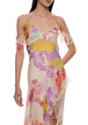 Flores Silk Chiffon Long Dress