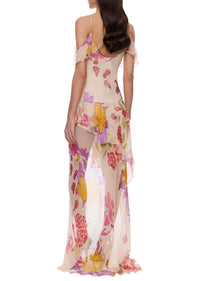 Flores Silk Chiffon Long Dress
