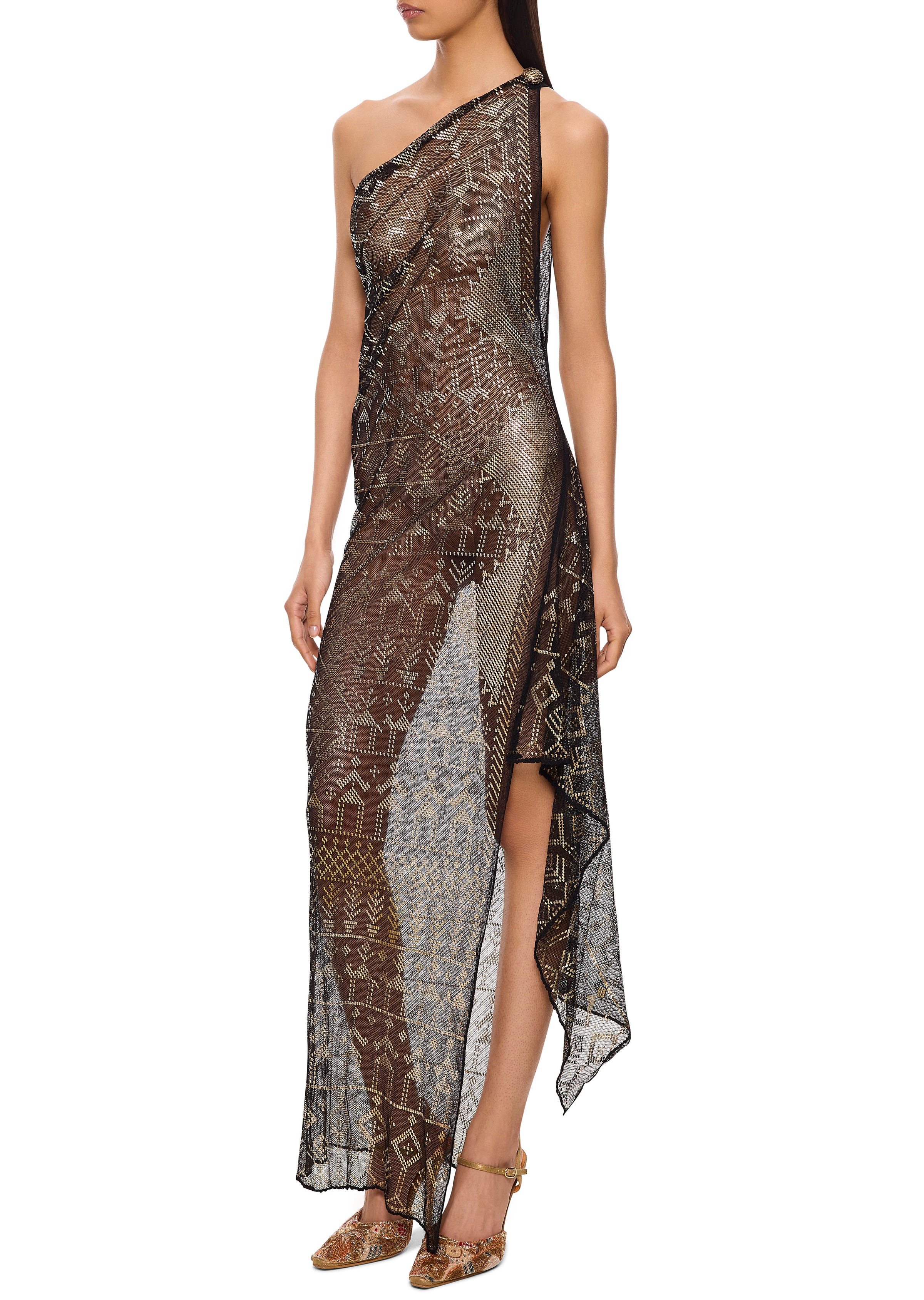 1920s Asymmetric Shoulder Egyptian Gown - Annie's Ibiza