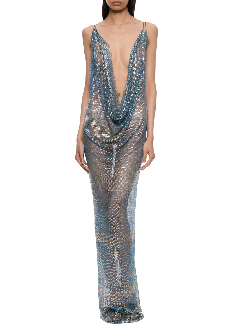 1920's Egyptian Blue Strappy Gown