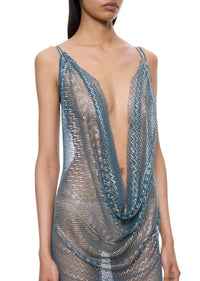 1920's Egyptian Blue Strappy Gown