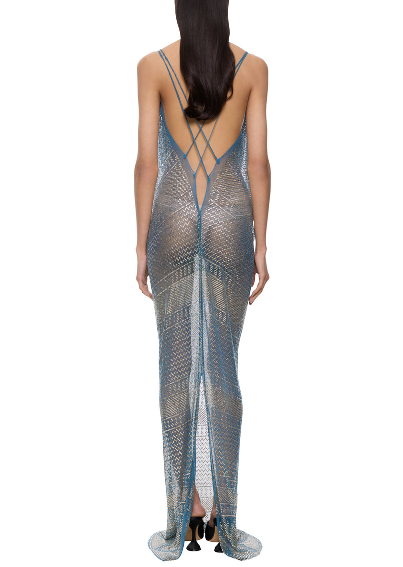 1920's Egyptian Blue Strappy Gown