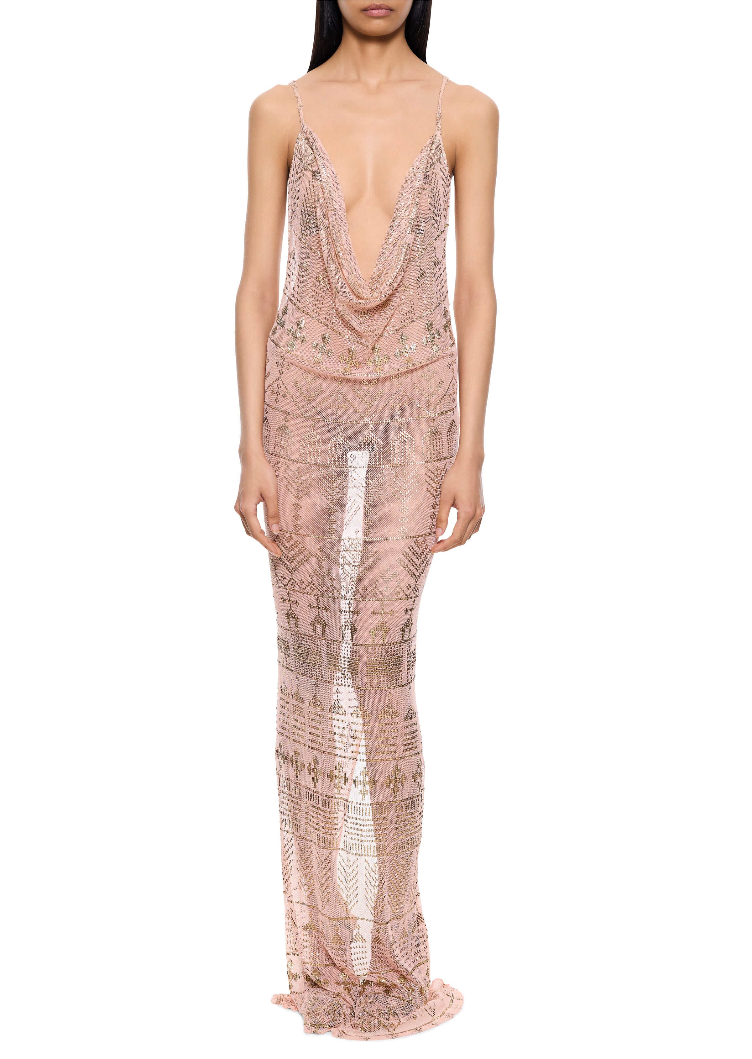 1920s Dusty Rose Egyptian Gown