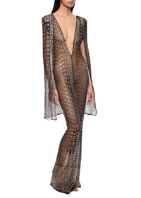 1920s Black and Silver Gown with Cape