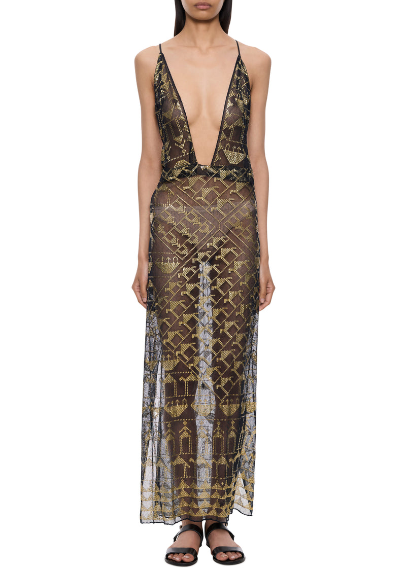 1920s Gold Egyptian Dress