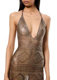 1920's Egyptian Black V Neck Mini Dress - Annie's Ibiza