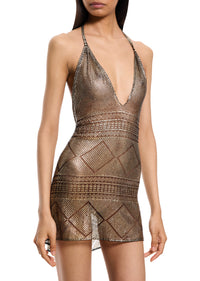 1920's Egyptian Black V Neck Mini Dress - Annie's Ibiza