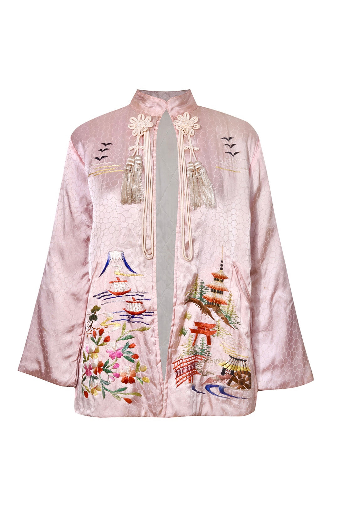 1960s Chinese Embroidered Pink Short Robe