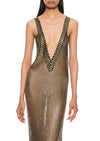 1920s Gold V Neck Egyptian Gown
