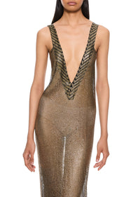 1920s Gold V Neck Egyptian Gown