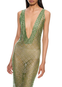 1920s Green Egyptian Gown