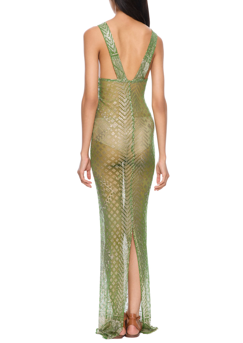 1920s Green Egyptian Gown