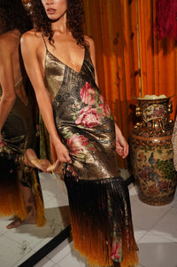 1930s Gold and Pink Floral Lamé Gown - Annie's Ibiza