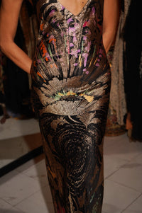 1930s Feather Burst Printed Lamé Gown - Annie's Ibiza