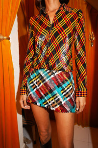 Sequin Tartan Check Shirt