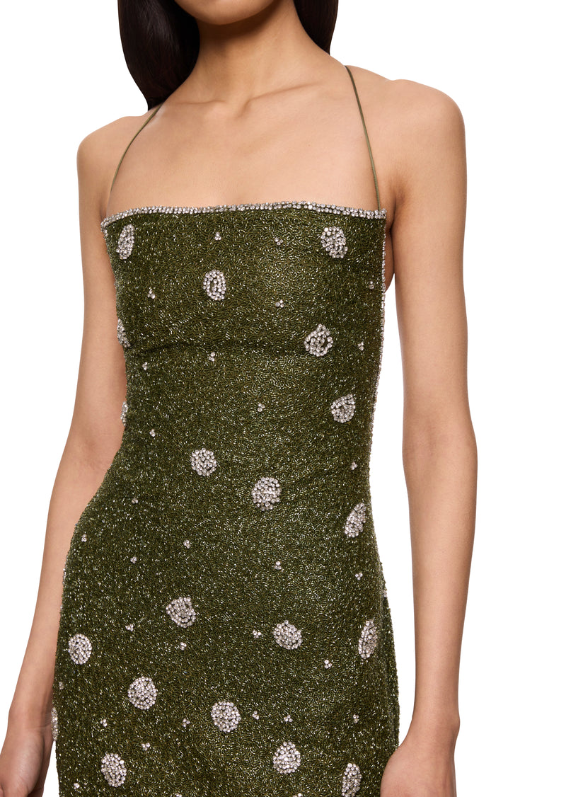 annesophie backless summer dress green Backless Green Dress