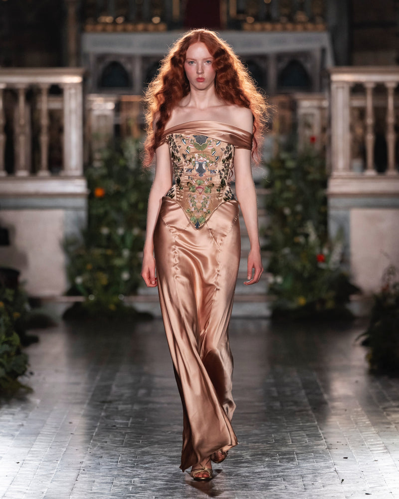 Florence Dress - Peach Silk