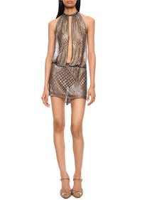1920s Egyptian Drop Waist Halter Mini Dress - Annie's Ibiza