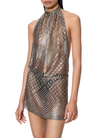 1920's Egyptian Geometric Drop Waist Mini Dress