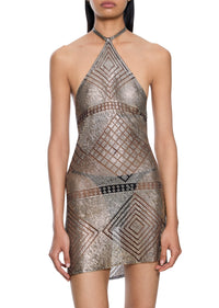 1920s Egyptian Diamond Halter Mini Dress