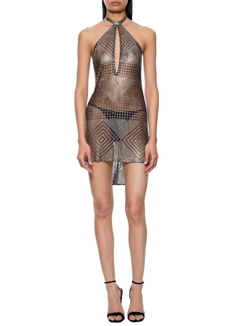 1920s Egyptian Halter Mini Dress