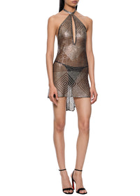 1920s Egyptian Halter Mini Dress