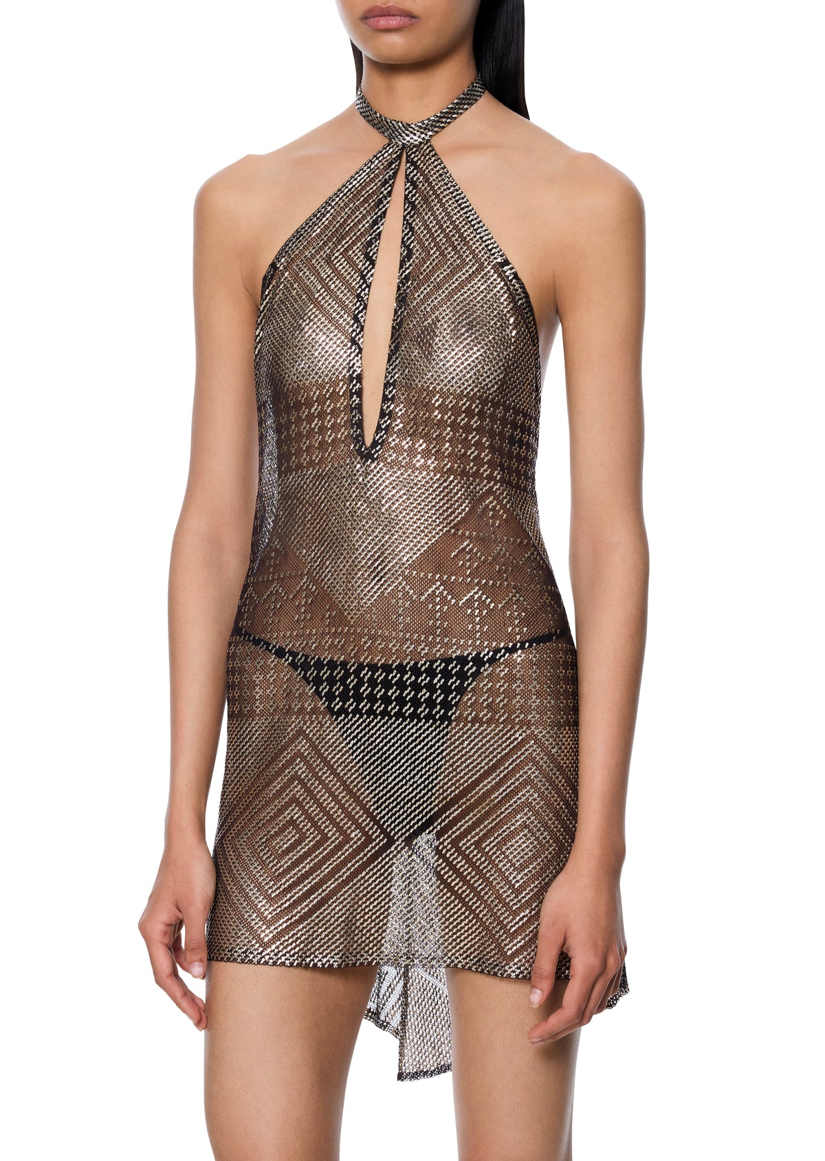 1920s Egyptian Halter Mini Dress