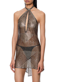 1920s Egyptian Halter Mini Dress