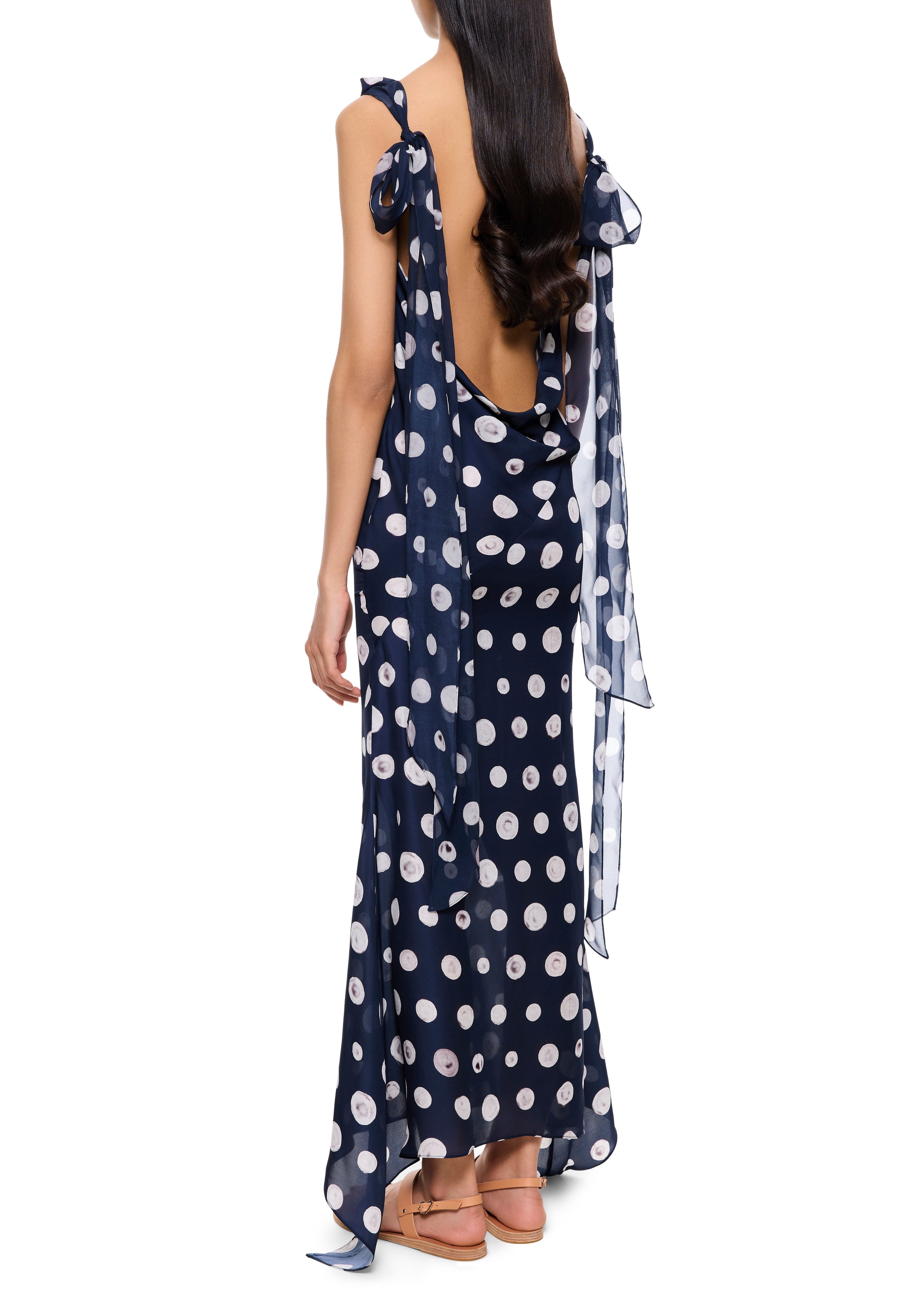Polka Dot Sash Strap Gown - Annie's Ibiza
