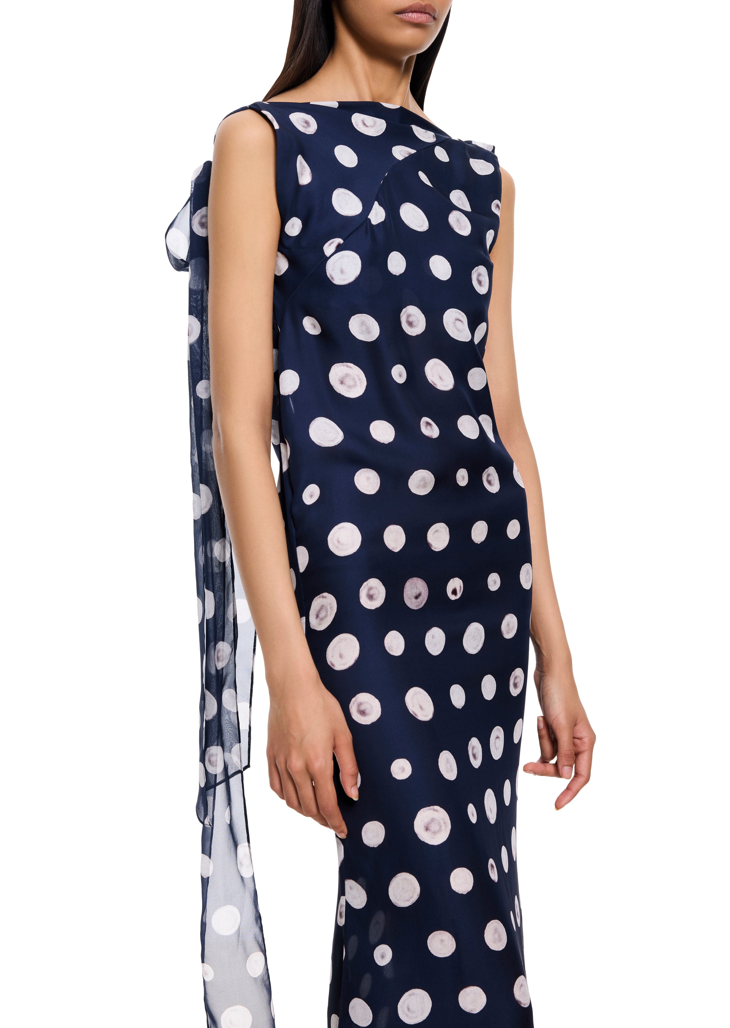 Polka Dot Sash Strap Gown - Annie's Ibiza