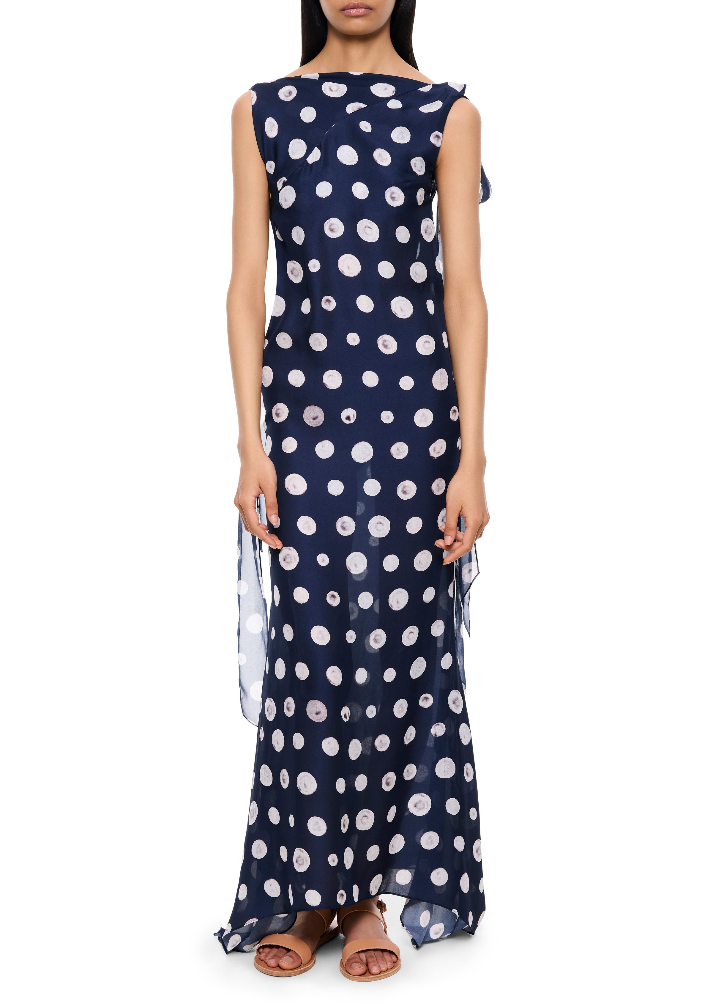 Polka Dot Sash Strap Gown - Annie's Ibiza
