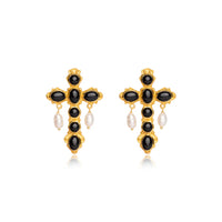 Scarlet Black Onyx Cross Earrings