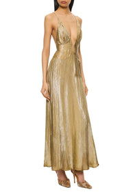 1920s Light Gold Pleated Lamé Gown - Annie's Ibiza