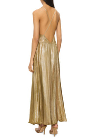 1920s Light Gold Pleated Lamé Gown - Annie's Ibiza