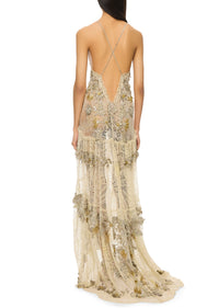 1930s Ivory Gown with Handmade Appliqué Flowers - Annie's Ibiza