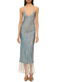 1920s Duck Egg Blue and Silver Slip Dress - Annie's Ibiza