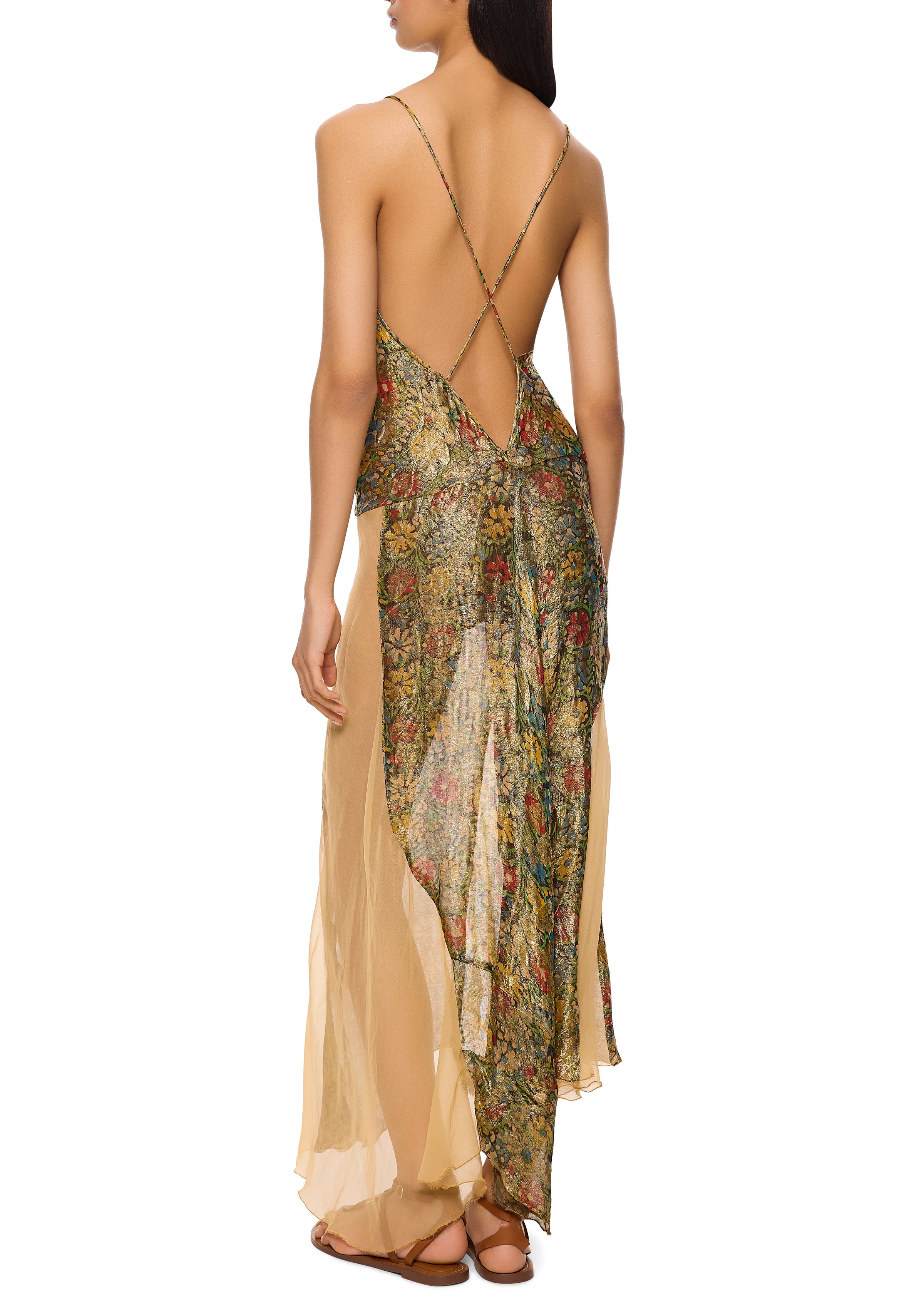 1930s Gold Floral Lame Midi Dress - Annie's Ibiza