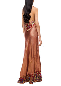 1930s Copper Orange Lamé Gown