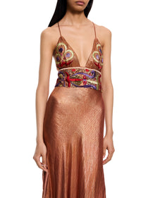 1930s Copper Orange Lamé Gown