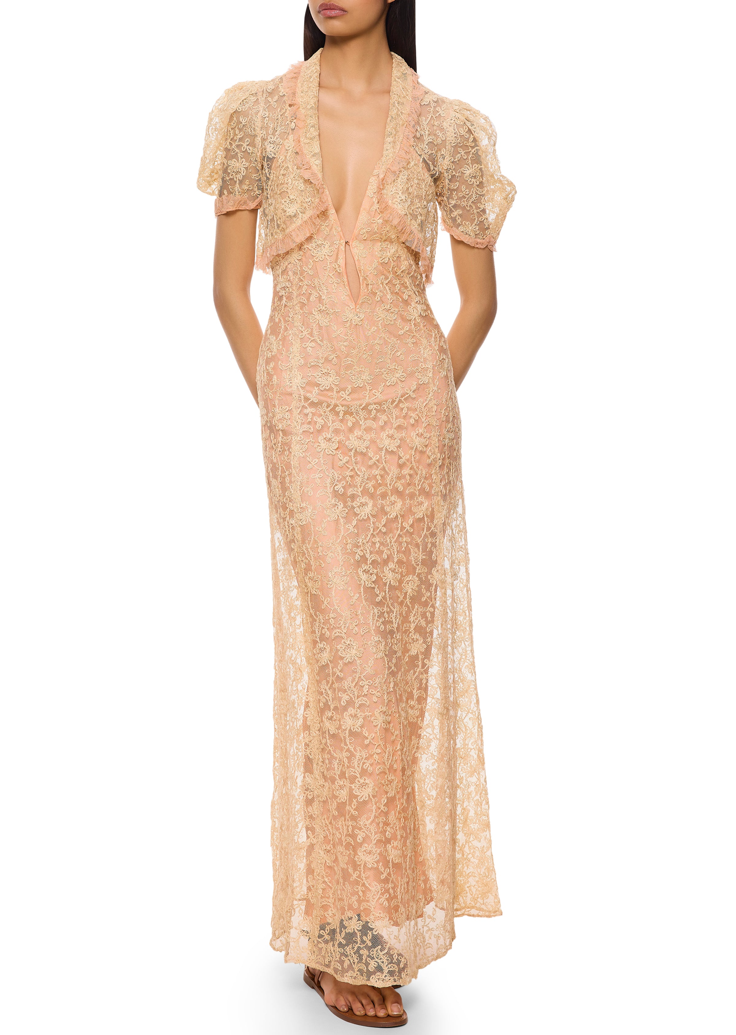 1920s Peach Lace Dress and Matching Bolero - Annie's Ibiza